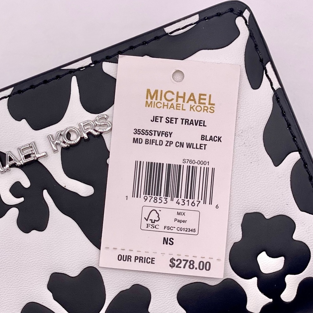 Michael Kors Jet Set Medium Floral Print Bi-Fold Wallet - Picture 12 of 12